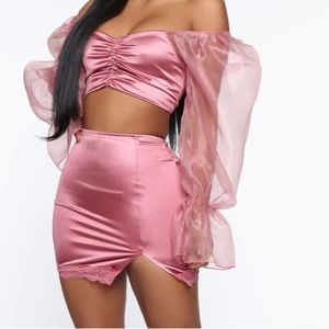 2 -peice satin skirt set